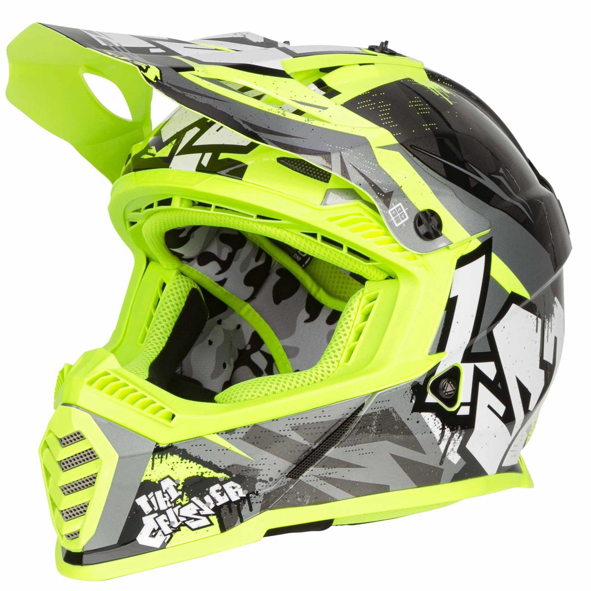 LS2 MX Helmet MX 437 Fast Evo Crusher Black/H-V Yellow Maciag Offroad ...