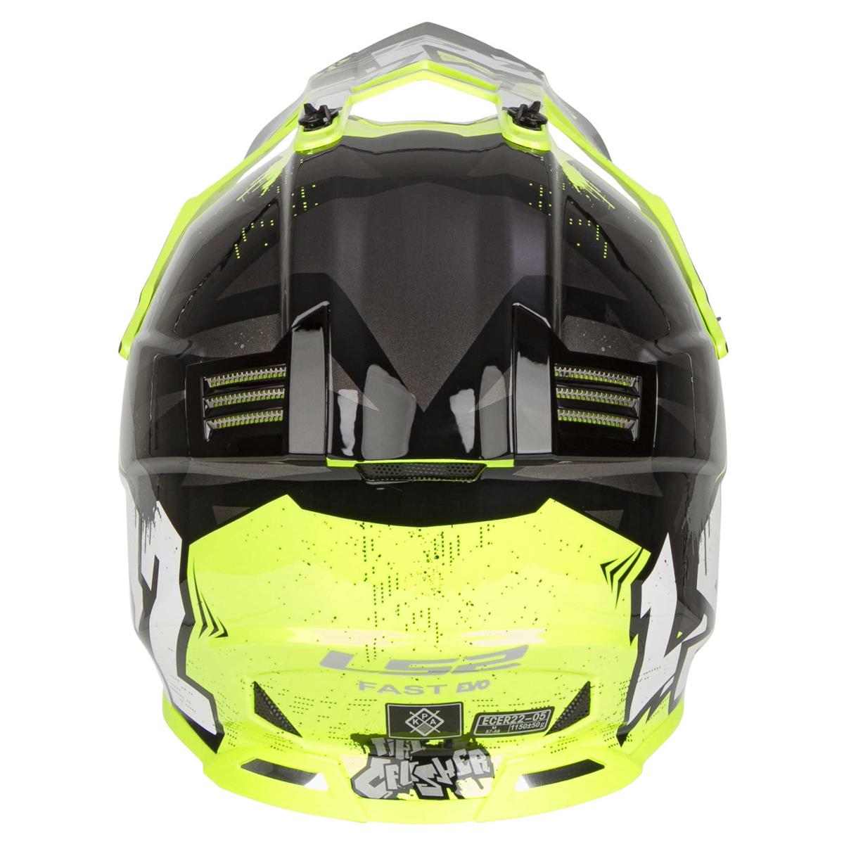 LS2 MX Helmet MX 437 Fast Evo Crusher - Black/H-V Yellow