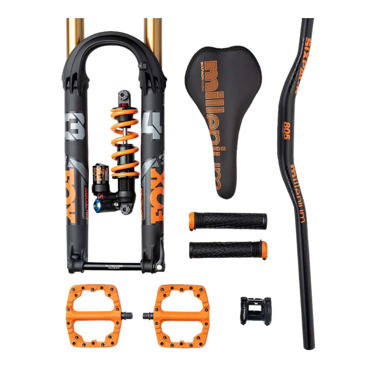 Sixpack MTB Handlebar Millenium 805 Carbon Black/Orange, 31.8 x