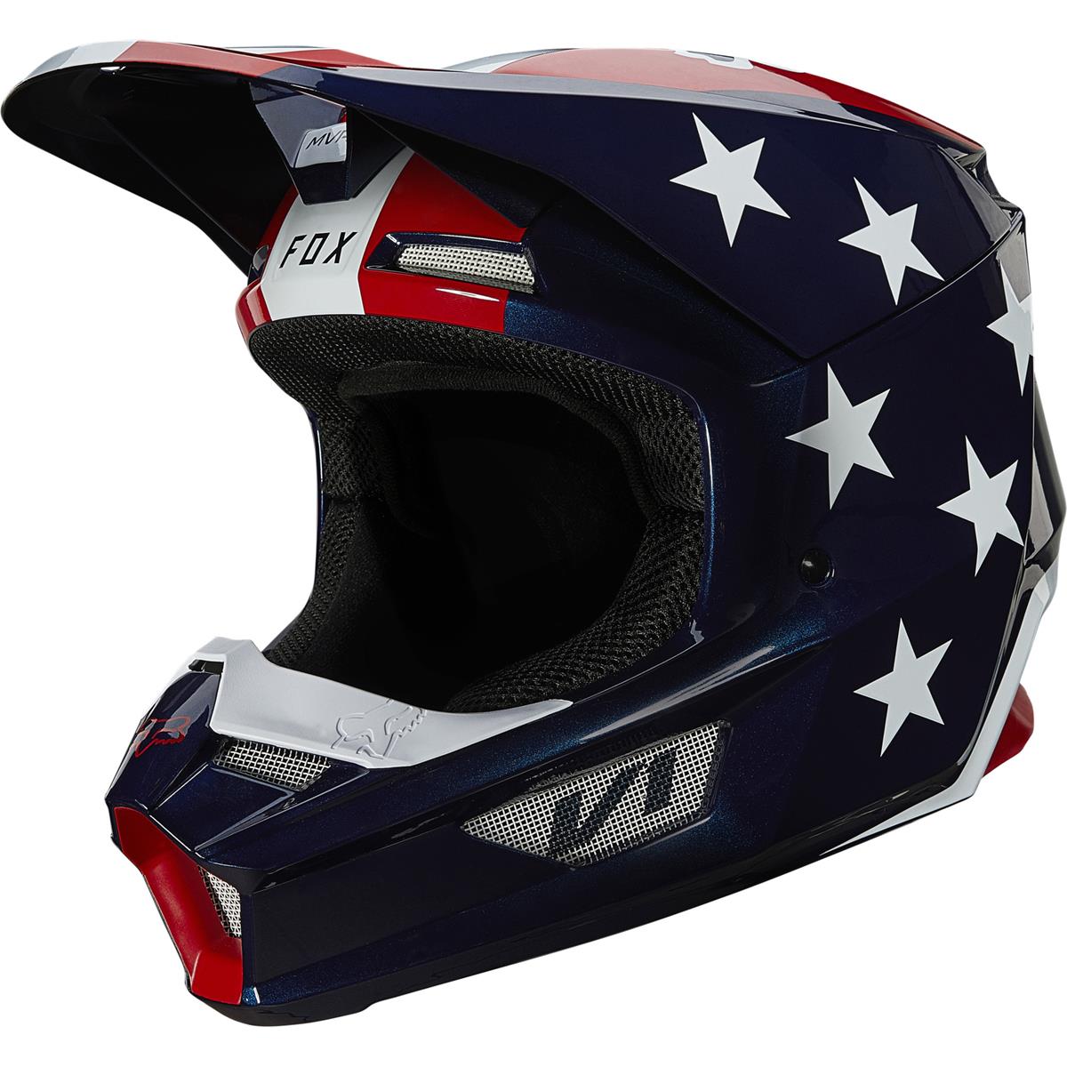 Fox Motocross-Helm V1 Ultra - White/Red/Blue