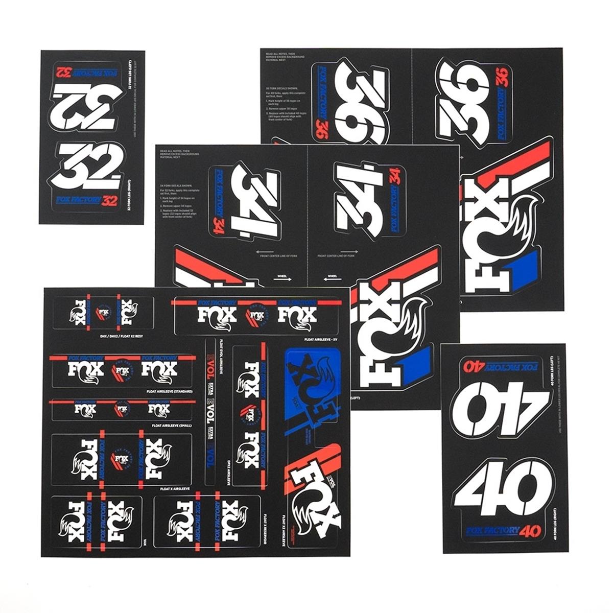 Fox Racing Shox Fork Guard Sticker Decal Heritage Kit, Red/White/Blue
