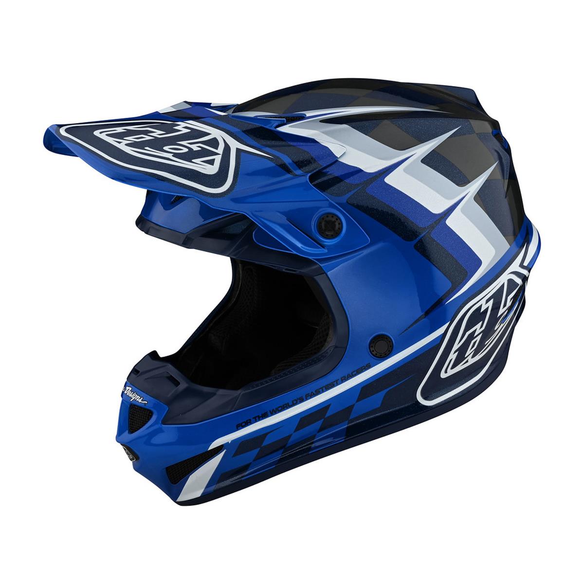 Troy Lee Designs Motocross-Helm SE4 Polyacrylite Warped - Blau