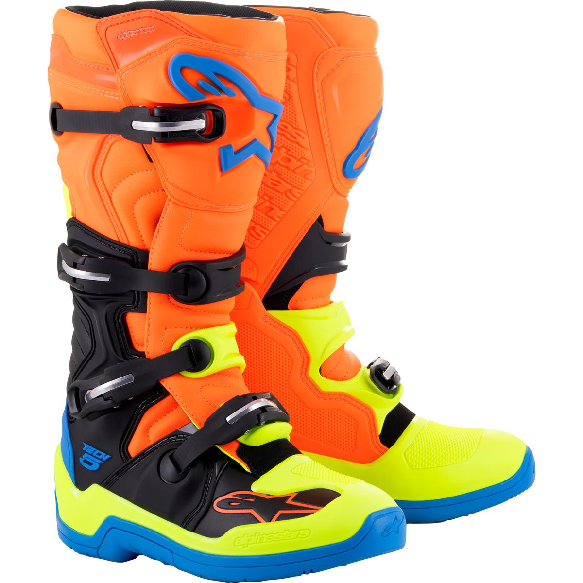 Alpinestars MX Boots Tech 5 Orange Fluo/Blue/Yellow Fluo