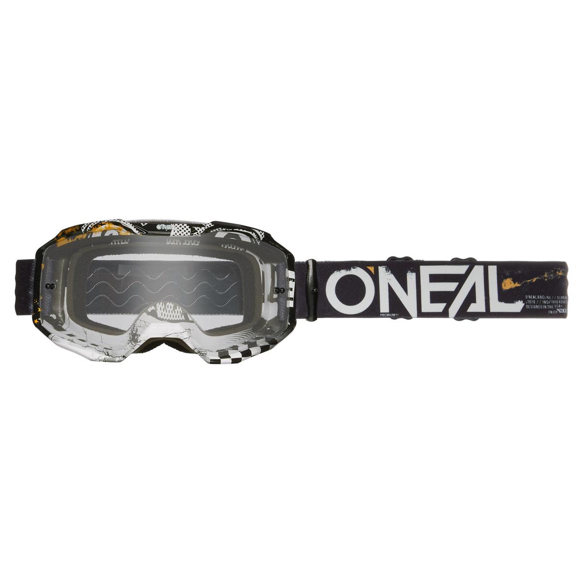O'Neal MX Goggle B-10 Attack - Black/White - Clear
