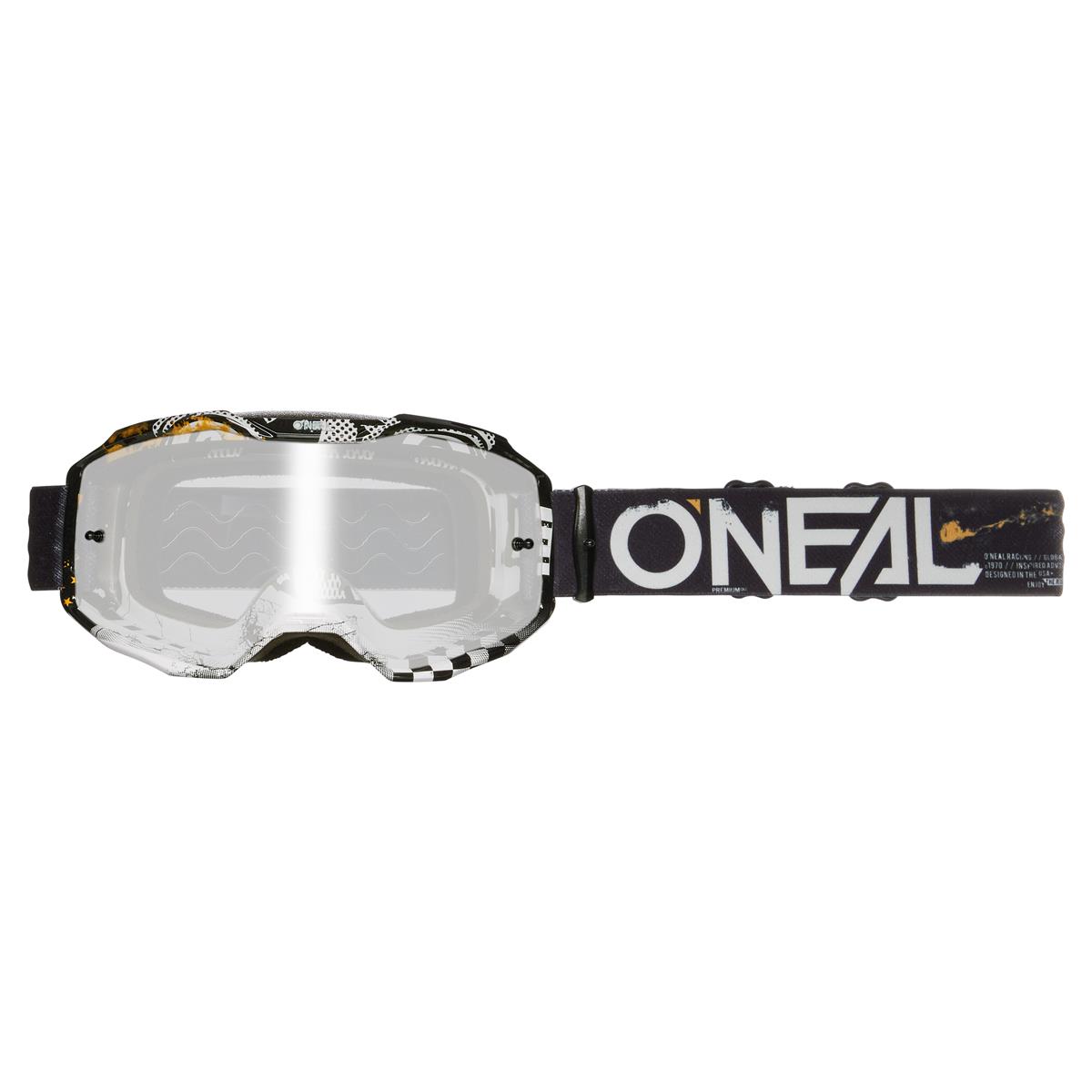 O'Neal MX Goggle B-10 Attack - Black/White - Mirror Silver