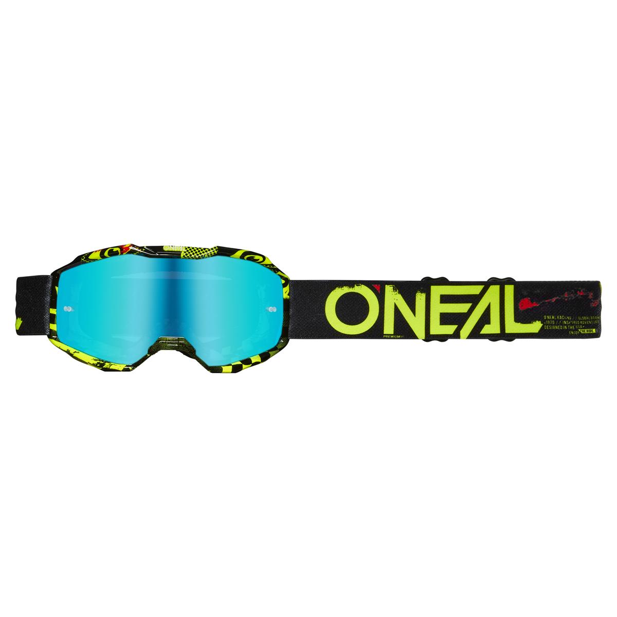 O'Neal Kids Goggle B-10 Attack - Black/Neon Yellow - Radium Blue