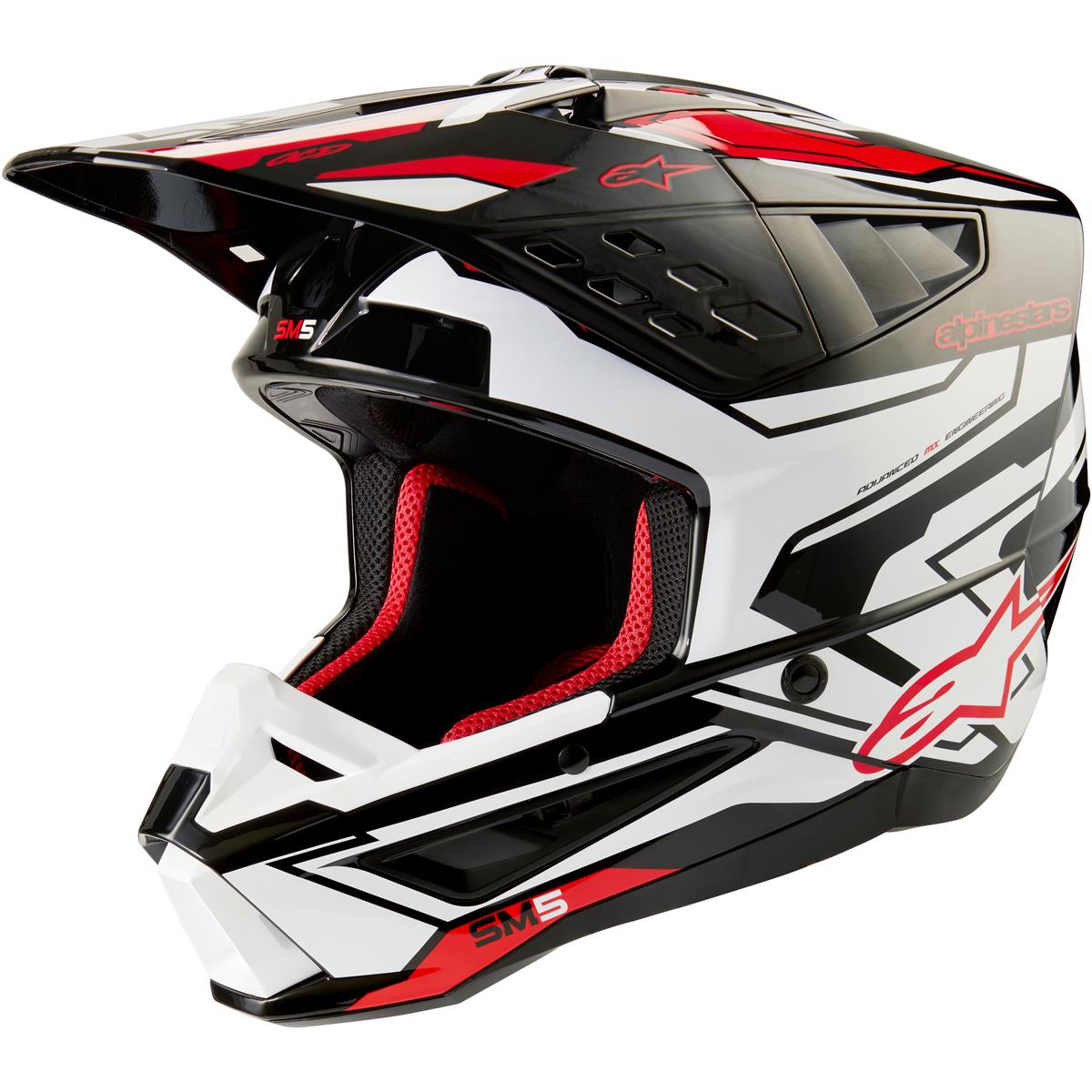 Alpinestars MX Helmet S-M5 Action 2 - Black/White/Red/Glossy