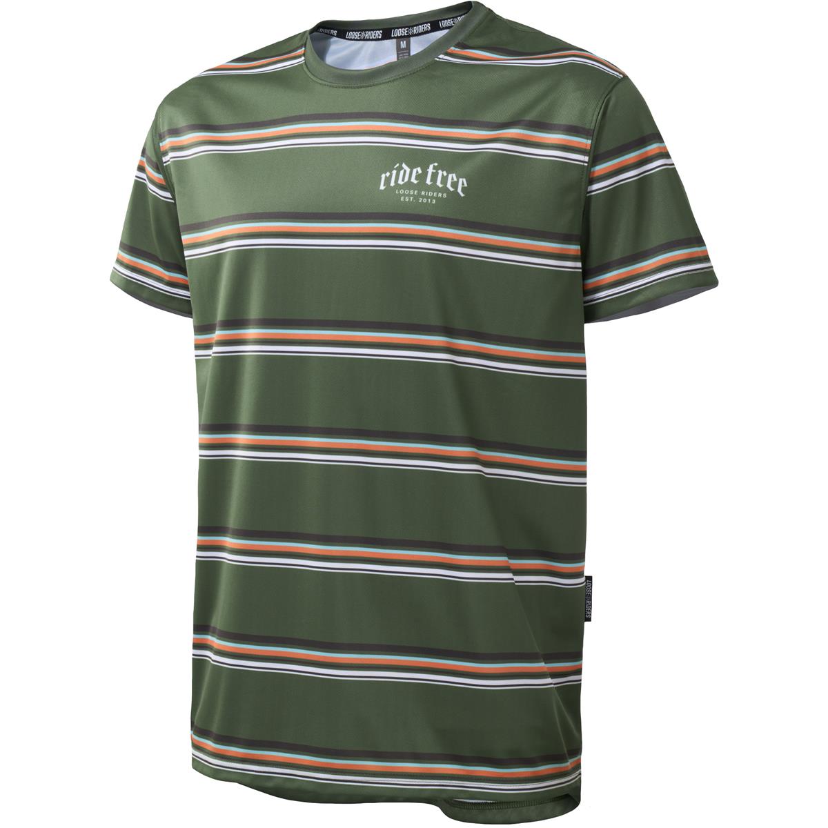 Loose Riders MTB Jersey Short Sleeve Free Ride Stripes - Olive