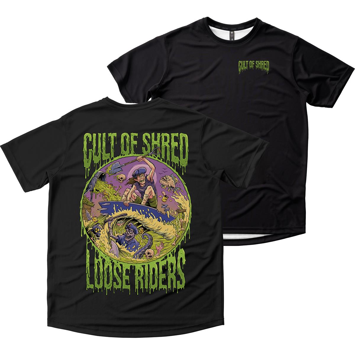 Loose Riders MTB-Jersey Kurzarm Cult of Shred Surf The Dirt Black