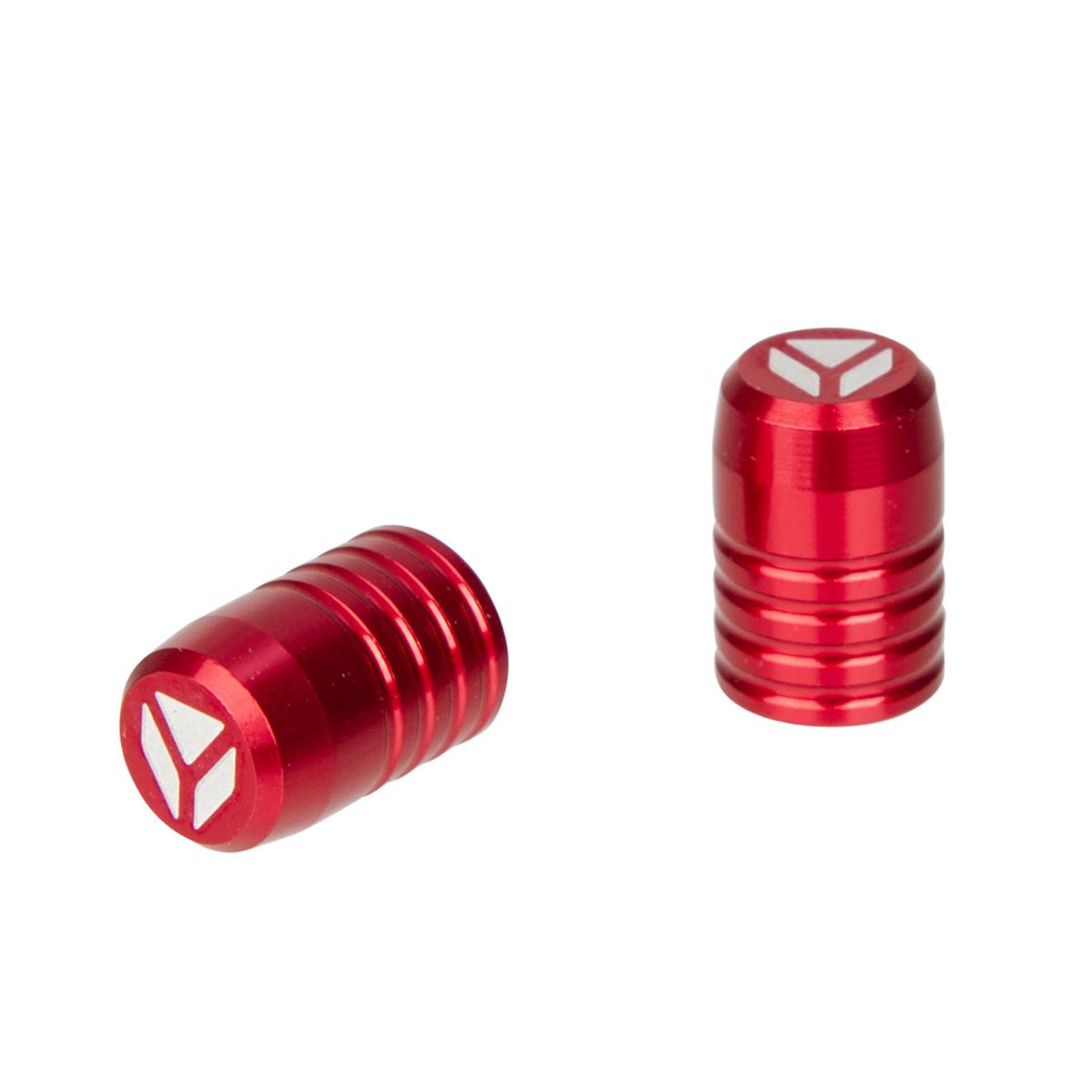 YCF Valve Caps  Red, Aluminium, 2 Pcs